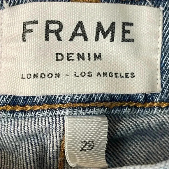 FRAME Denim Le Boy Size 29 Jeans Distressed MCLANE Cotton Stretch Mid Rise - Picture 3 of 9